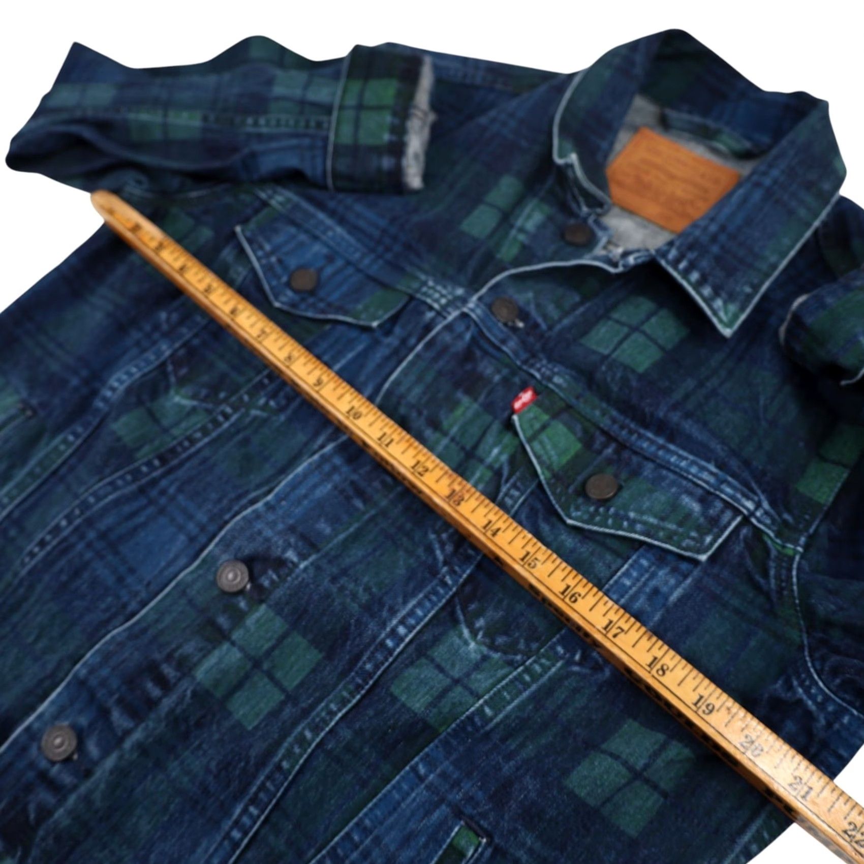 Levi's VINTAGE Levi's Painted Plaid Denim Jacket Men Jacket Blue 21"x26" Reg M Mens Jacket Denim Blue Jeans Coat Size US M / EU 48-50 / 2 - 7 Thumbnail