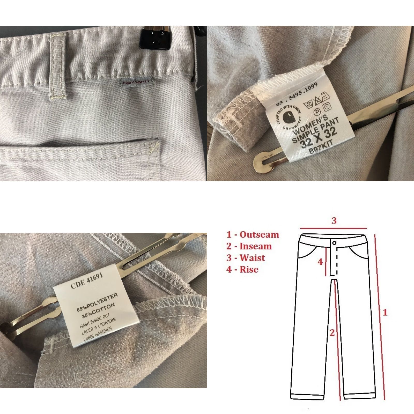 Carhartt Carhartt Pants Women Gray Polyester Cotton Blend Straight Inseam 30.9" 32x32 Chino Casual Size 24" / US 00 / IT 34 - 8 Thumbnail
