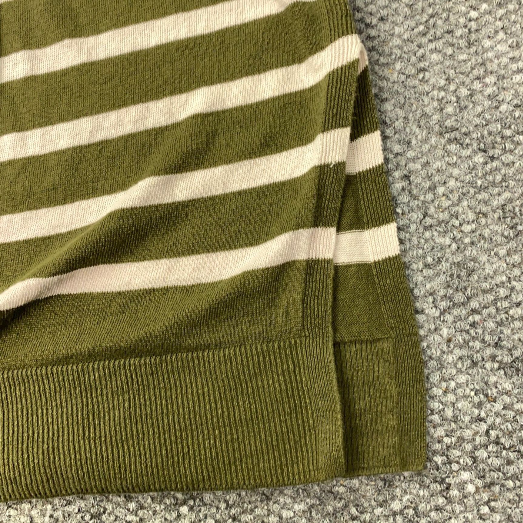 Talbots Talbots Linen Cardigan Sweater Womens Petite Small Green Striped Open Front Size S / US 4 / IT 40 - 4 Thumbnail