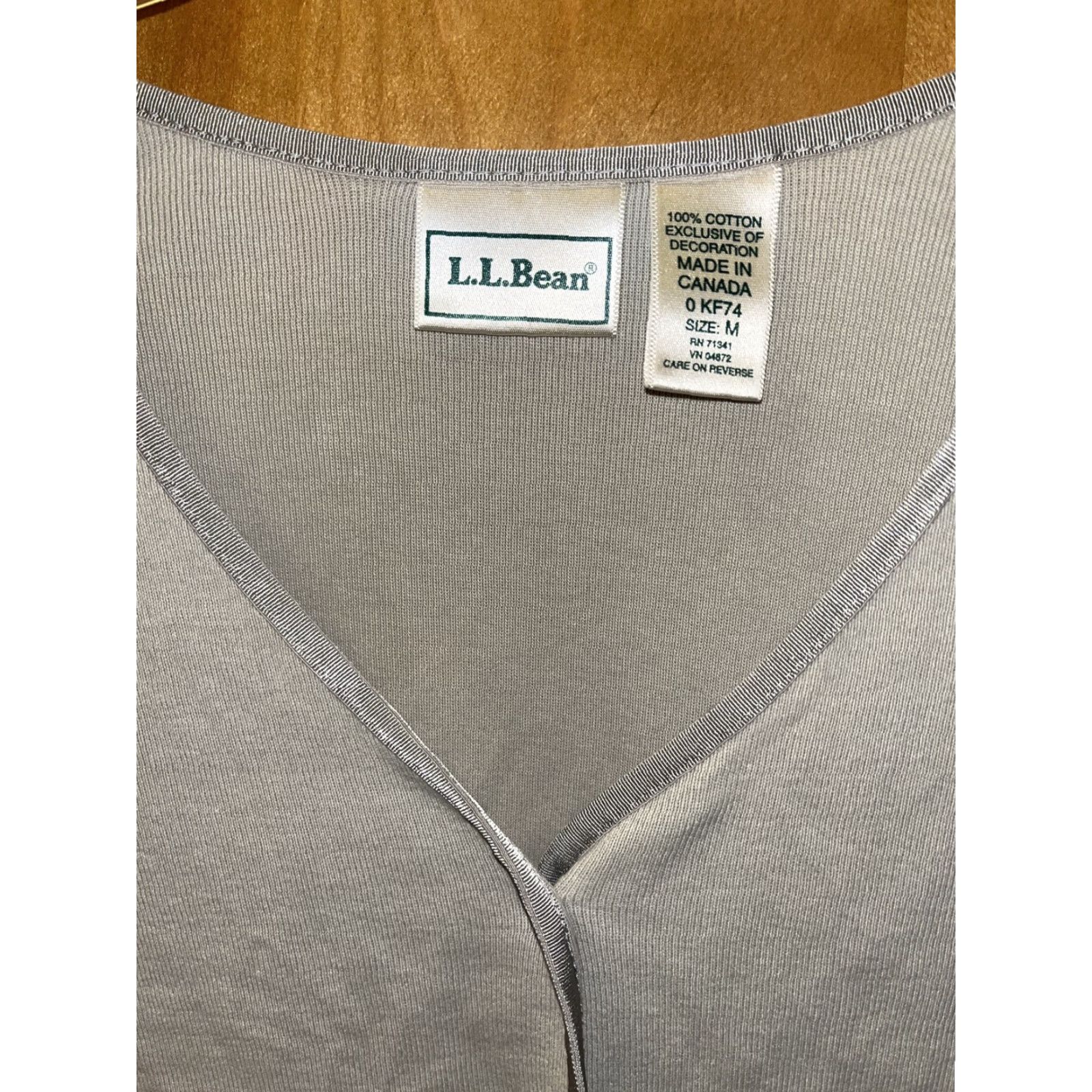Vintage L.L. Bean Women's Cotton Button-Down Shirt Collarless Long Sleeve Casual Sage Medium Size M / US 6-8 / IT 42-44 - 2 Thumbnail