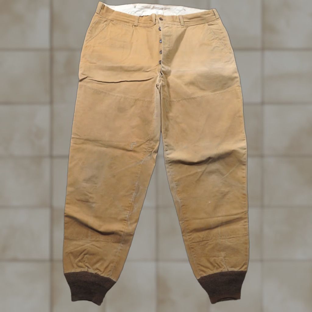 Vintage **VTG 1920S DUXBAK CANVAS HUNTING PANTS SIZE 34 BROWN BUTTON FLY** User: VTG 1920S DUXBAK CANVAS HUNTING PANTS SIZE 34 BROWN BUTTON FLY RAINPROOF Size US 34 / EU 50 - 1 Thumbnail