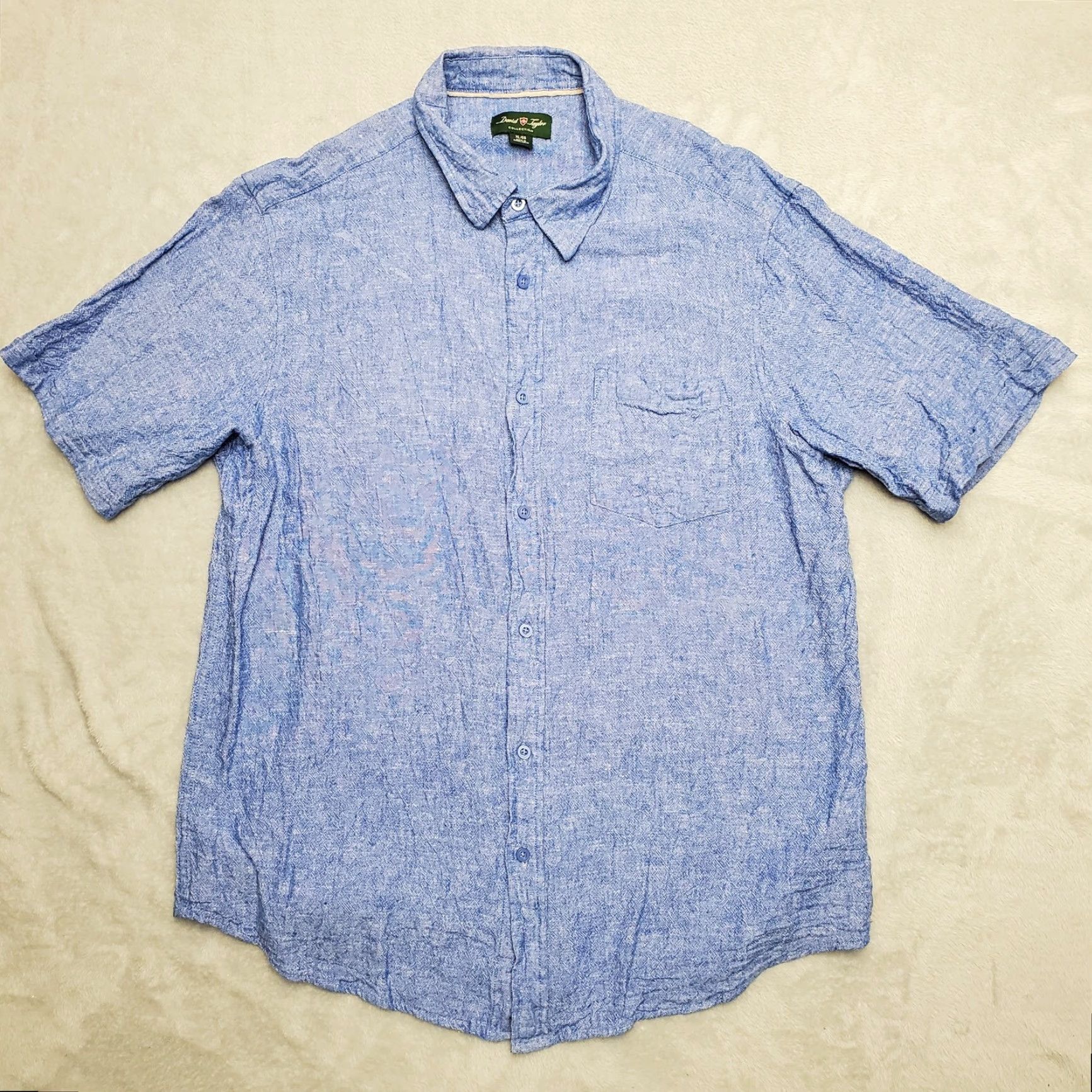 Vintage VINTAGE David Taylor Shirt Men XL Blue Linen Rayon Blend Short Sleeve Button Up Size US XL / EU 56 / 4 - 2 Thumbnail