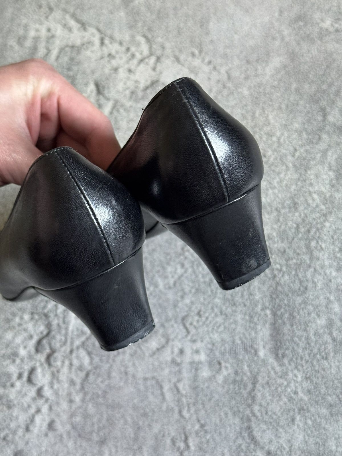 Salvatore Ferragamo Salvatore Ferragamo black leather short heels 👠 gold detail Size US 6 / IT 36 - 14 Thumbnail