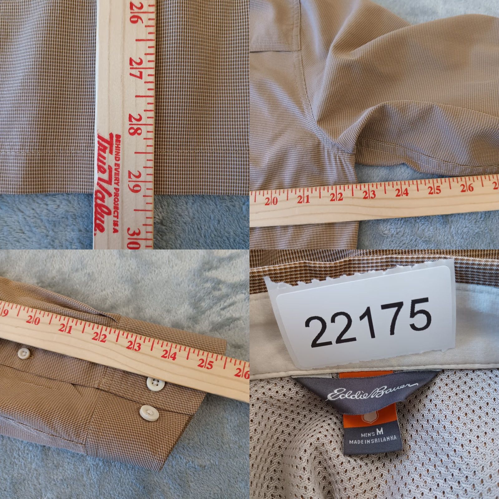 Eddie Bauer Eddie Bauer Sport Shop Shirt Mens Medium Beige Micro Check Long Sleeve Button-Up Breathable Pockets Roll Tab Collar Down Vintage No Size US M / EU 48-50 / 2 - 8 Thumbnail