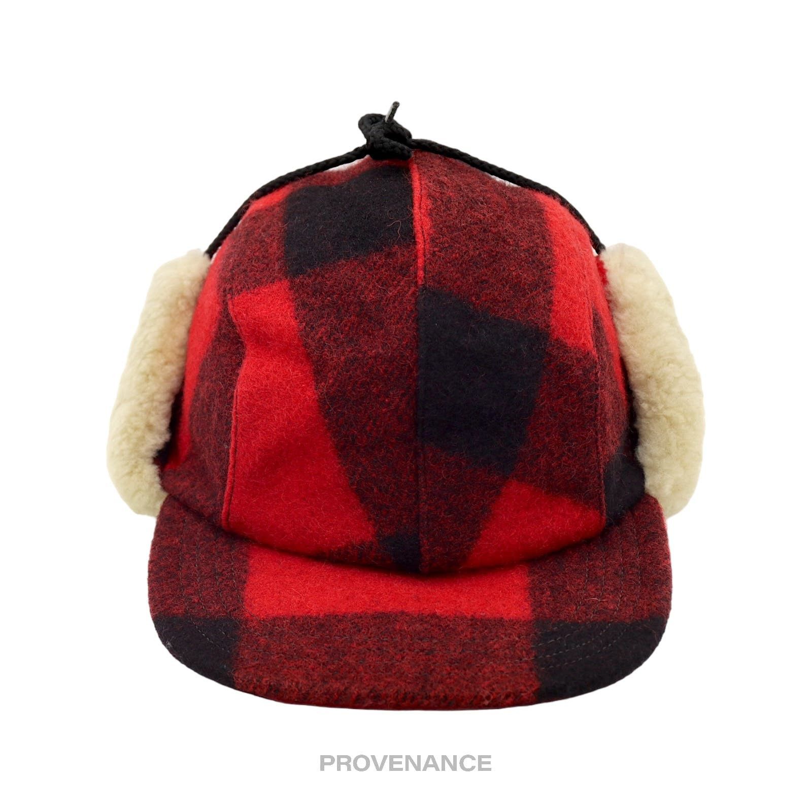 image of Filson Double Mackinaw Wool Cap - Red Black Plaid, Men's