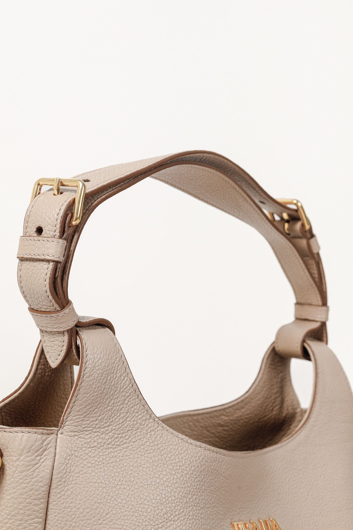 Prada Prada Cammeo Vitello Daino Striped-Crossbody-Strap Hobo Size ONE SIZE - 6 Thumbnail