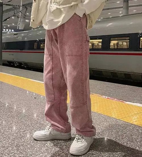 image of Vintage Streetwear Denim Jeans in Pink, Men's (Size 32)