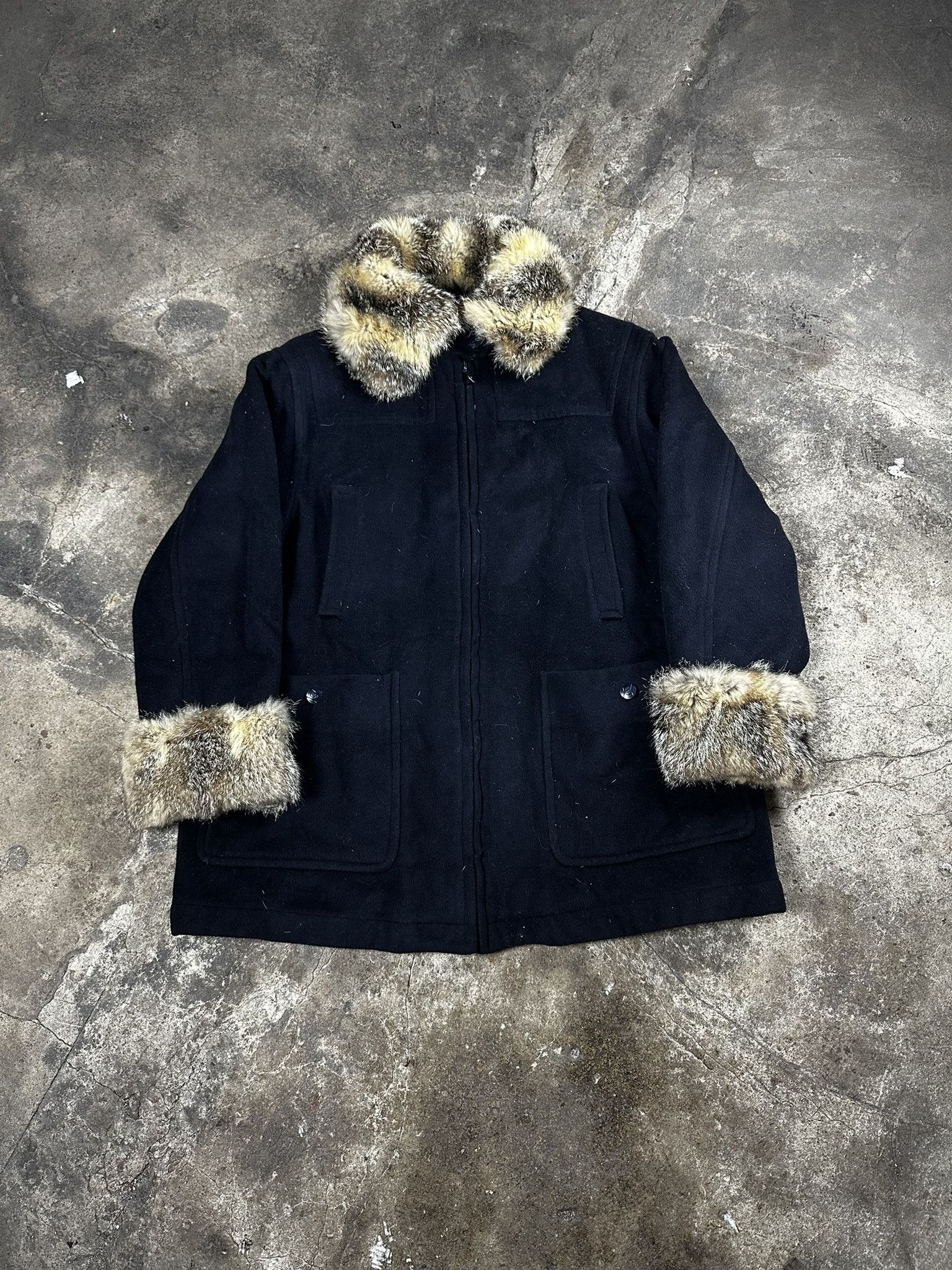 80s Vintage Valentino Garavani Wool Fox Fur Coat