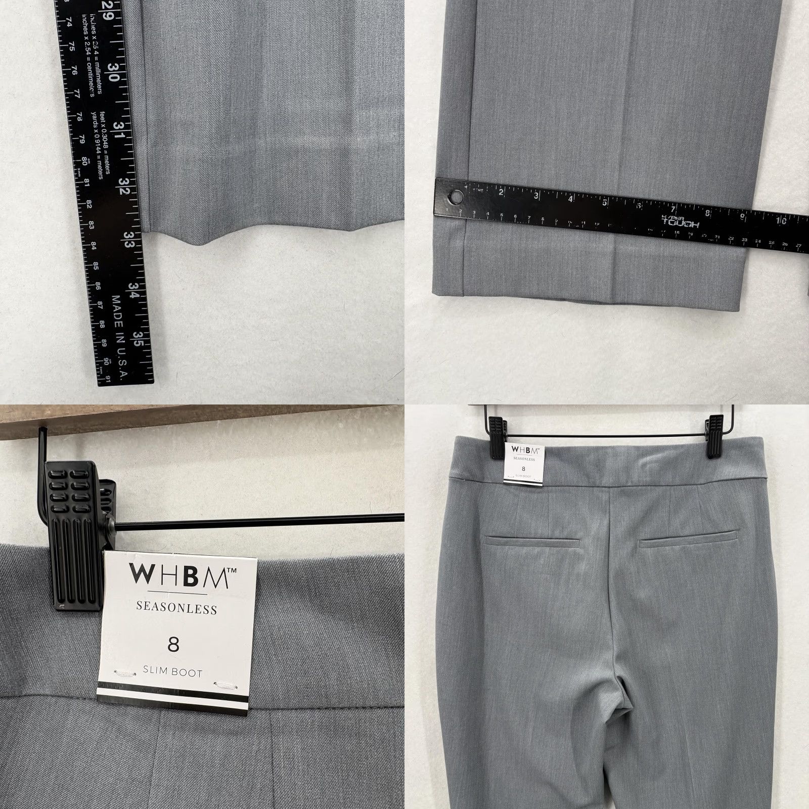 Vintage WHBM Dress Pants Womens 8R Gray Bootcut Slim Seasonless Twill Work Career Pants Women Size 30" / US 8 / IT 44 - 9 Thumbnail
