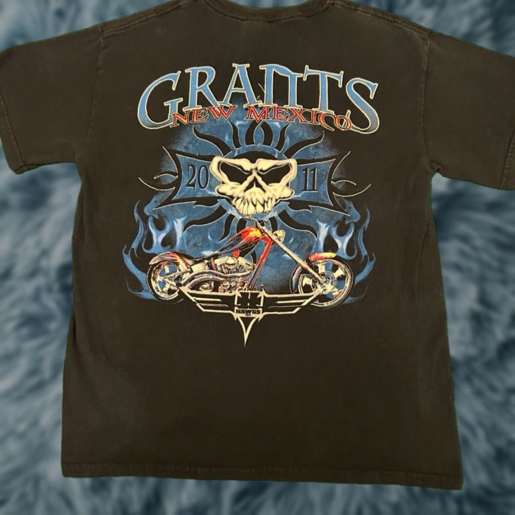 Vintage VINTAGE Grants New Mexico Skull Flames Chopper 2011 VTG Biker Bar Shirt M Black 90s Beer Punk Hip Hop Motorcycle Grunge Y2k Mens Size US M / EU 48-50 / 2 - 1 Thumbnail