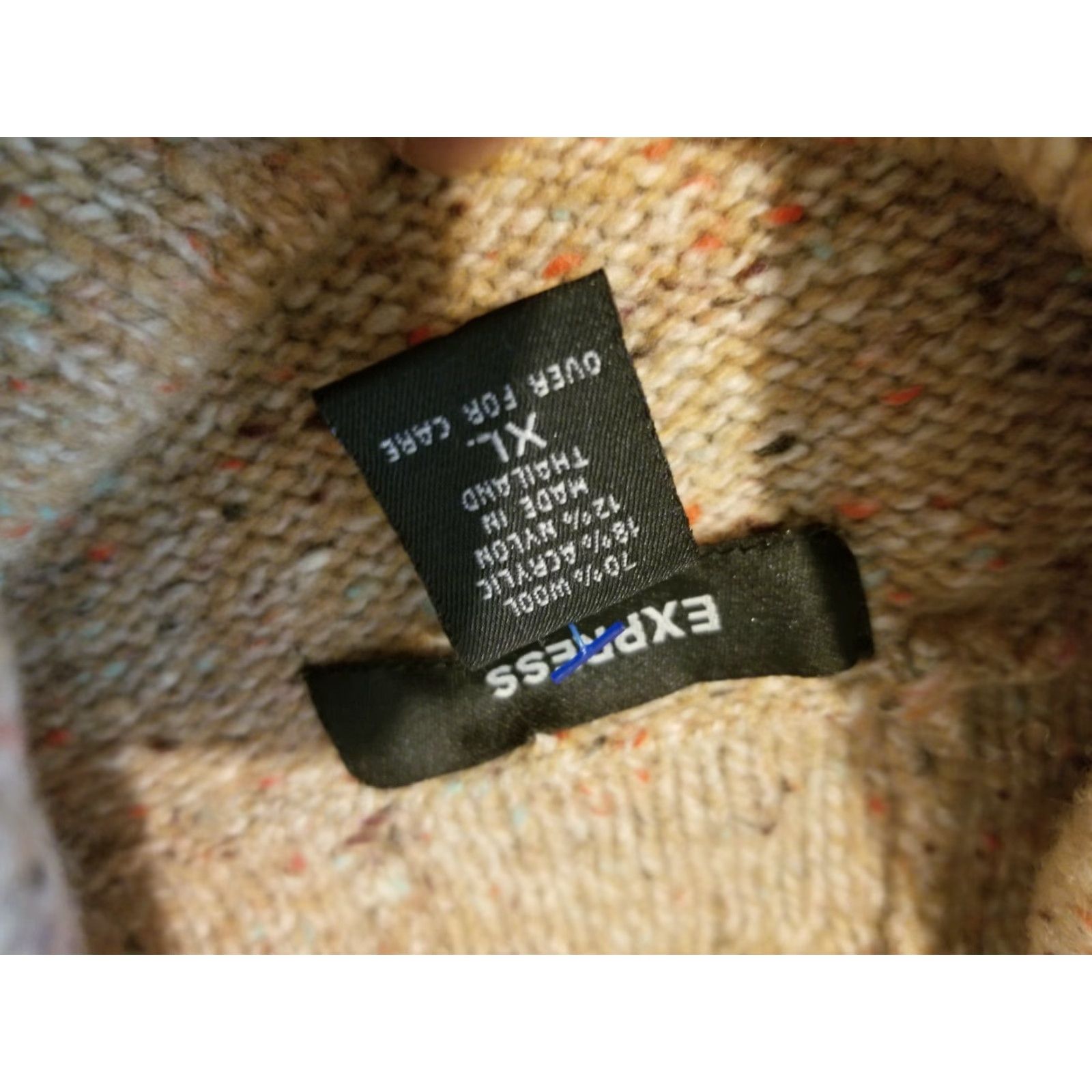 Express Womens Express Wool Sweater XL Khaki Beige Pullover Wool Sweater XL Womens Express Knits 90s? Size XL / US 12-14 / IT 48-50 - 3 Thumbnail