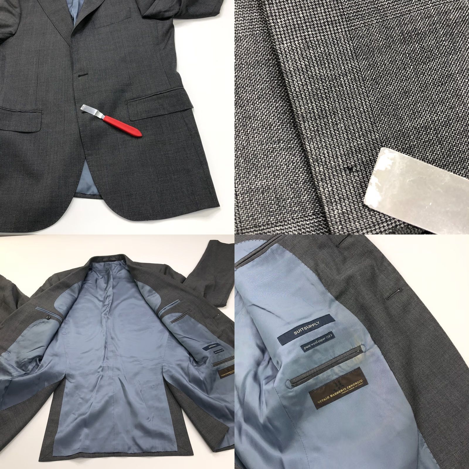 Suitsupply Suitsupply Sport Coat Jacket Gray Wool 42 Regular Notch Lapel Plaid Four-Button Double-Vented Single-Breasted 110's Victorian? Size 42R - 9 Thumbnail