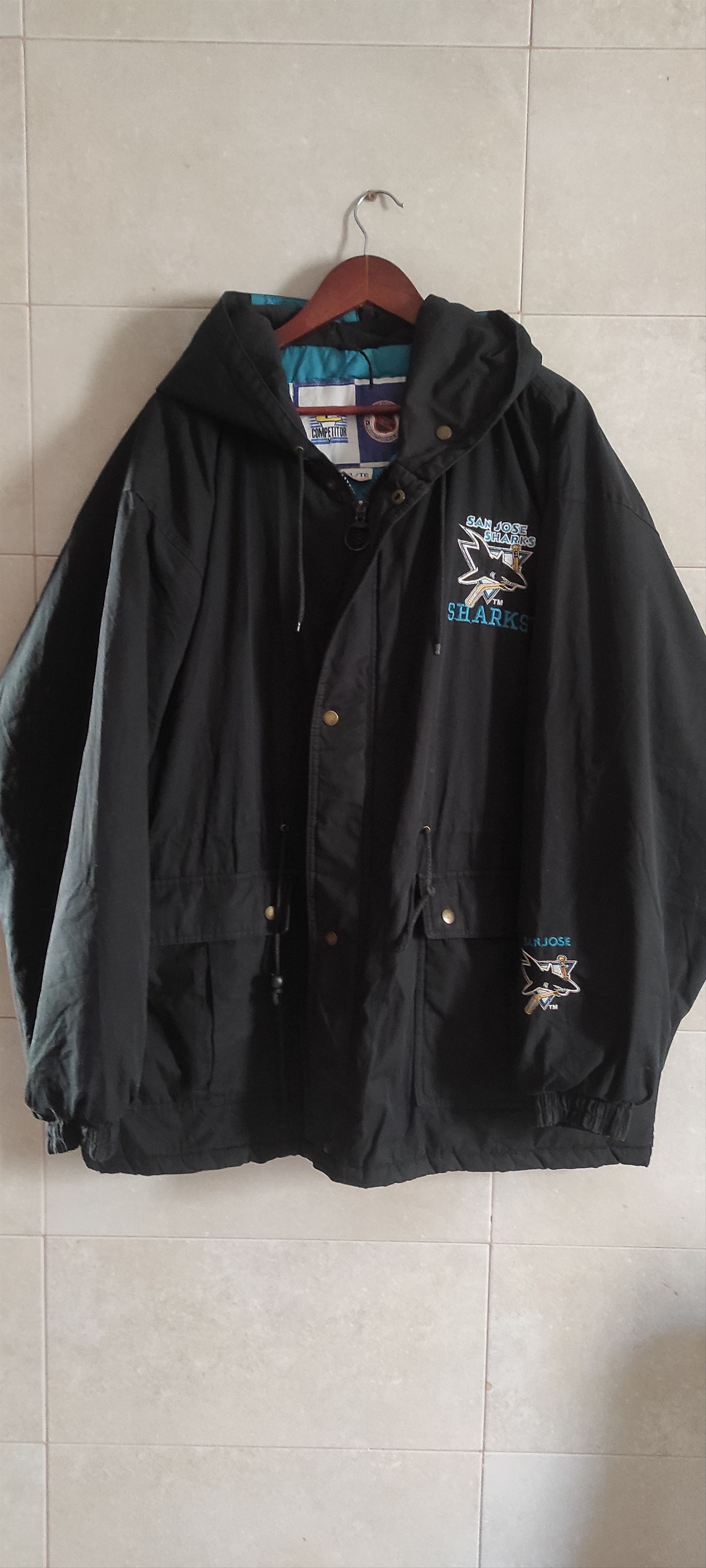 NHL × Vintage Vtg San Jose Sharks Hooded Bomber Parka Hockey Jacket Size US XL / EU 56 / 4 - 10 Thumbnail