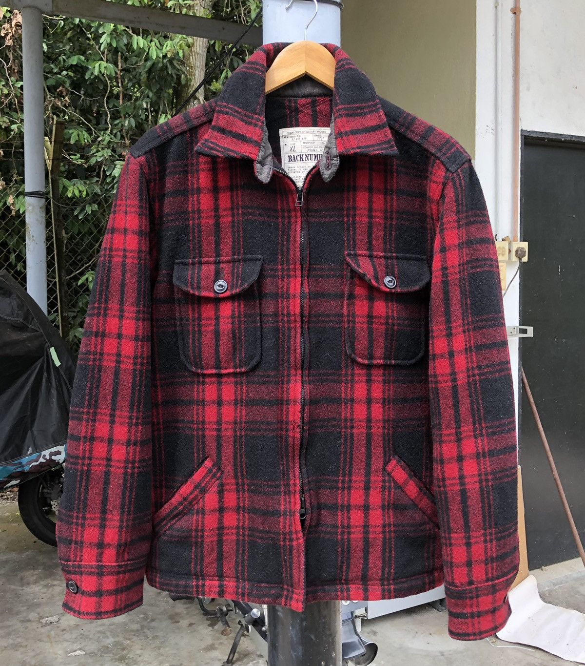Japanese Brand Back Number Wool Jacket Red Plaid Tartan Jacket Size US L / EU 52-54 / 3 - 4 Thumbnail
