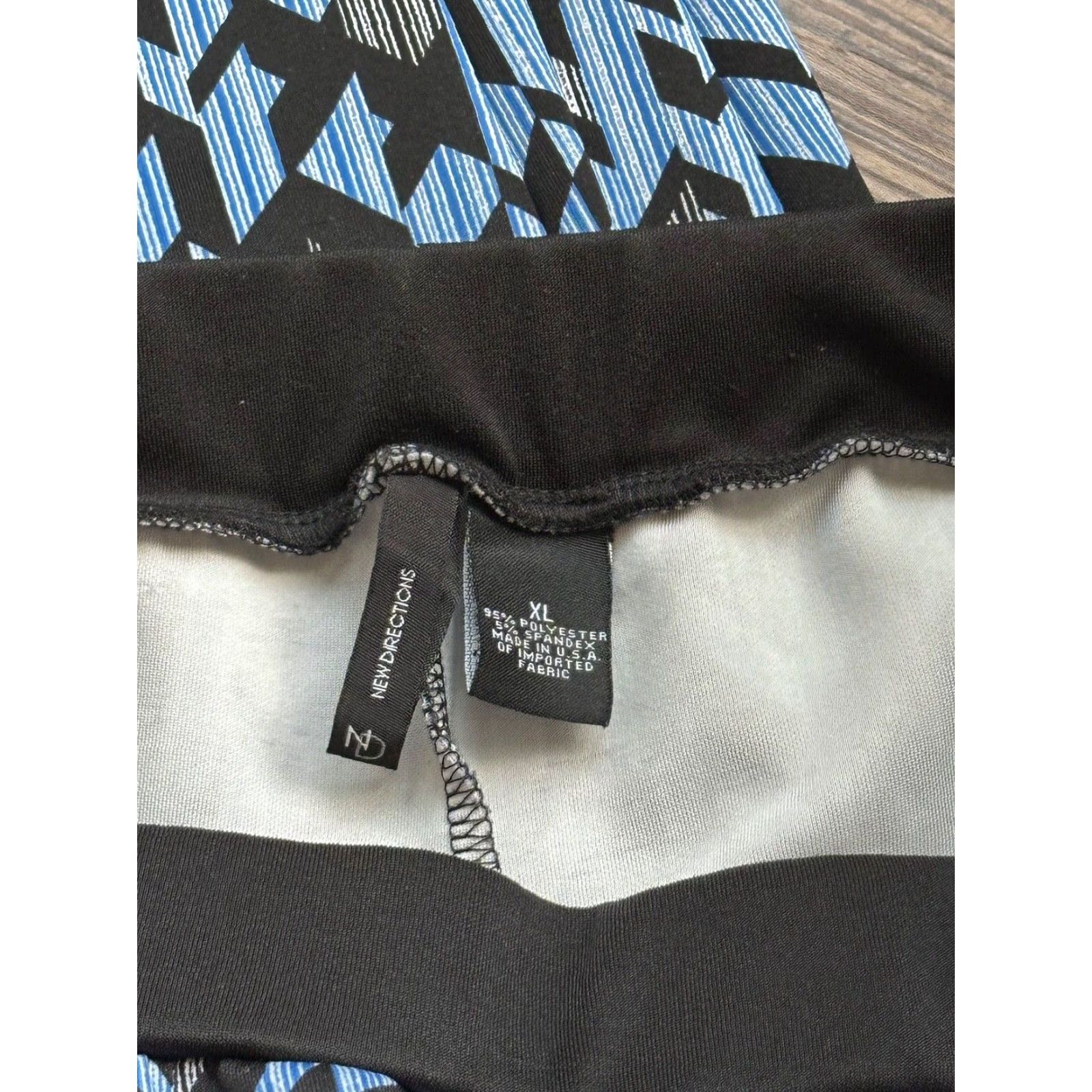 Vintage New Directions Pants Straight Leg Geometric Print Blue & Black Size XL Size 40" / US 18 - 3 Thumbnail