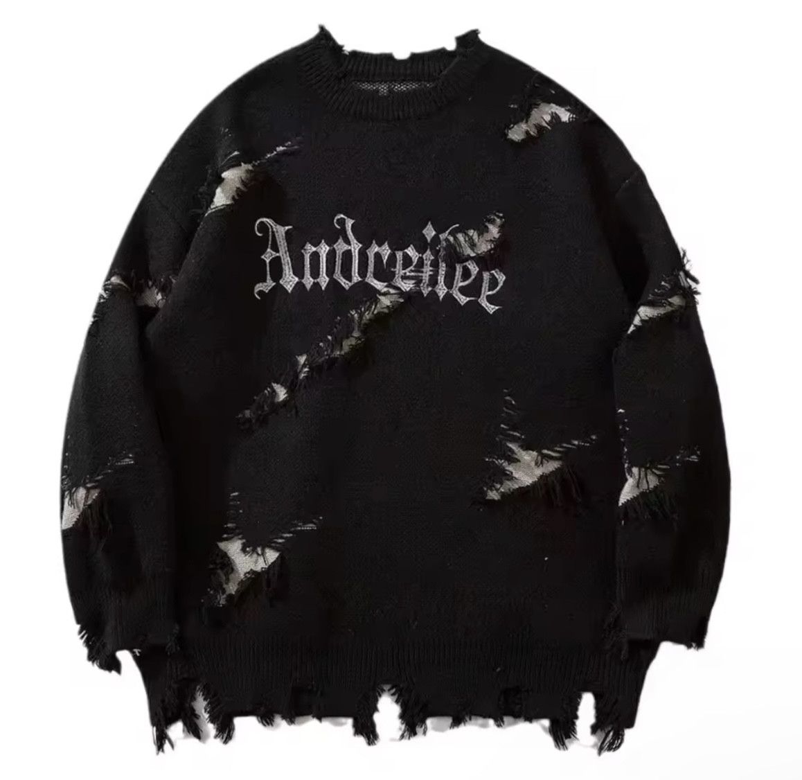 Vintage Streetwear Vintage American Dark Distressed Sweater Jacquard Size US XL / EU 56 / 4 - 1 Thumbnail