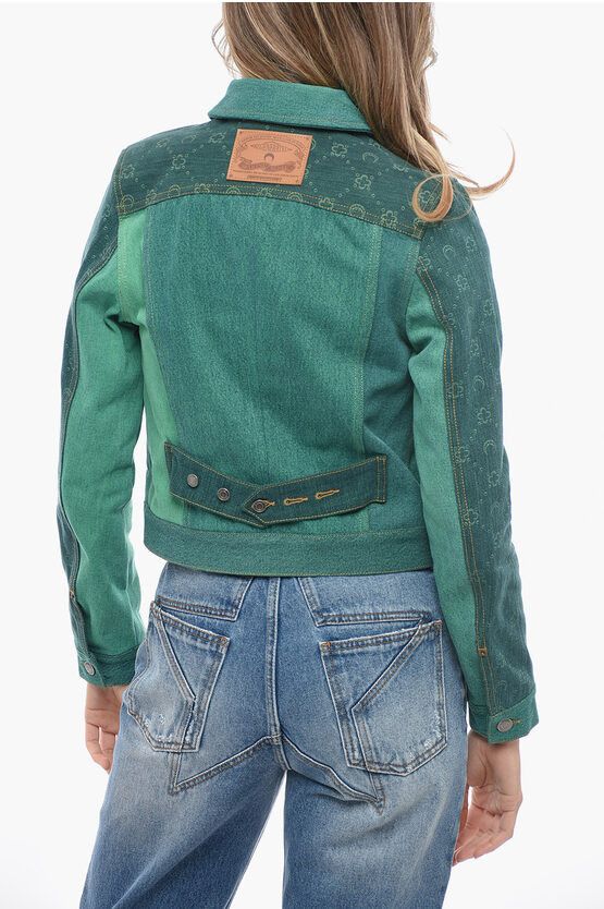 Marine Serre og1mm0724 Effect Breast Denim Jacket in Green Size XS / US 0-2 / IT 36-38 - 2 Thumbnail