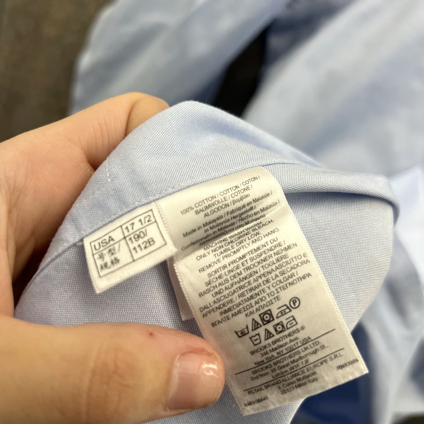 Brooks Brothers Brooks Brothers Dress Shirt Mens 17.5 36 Blue Solid Non-Iron Supima Cotton Shirt Mens Long Sleeve Button-Front Classic Fit Size 48R - 2 Thumbnail