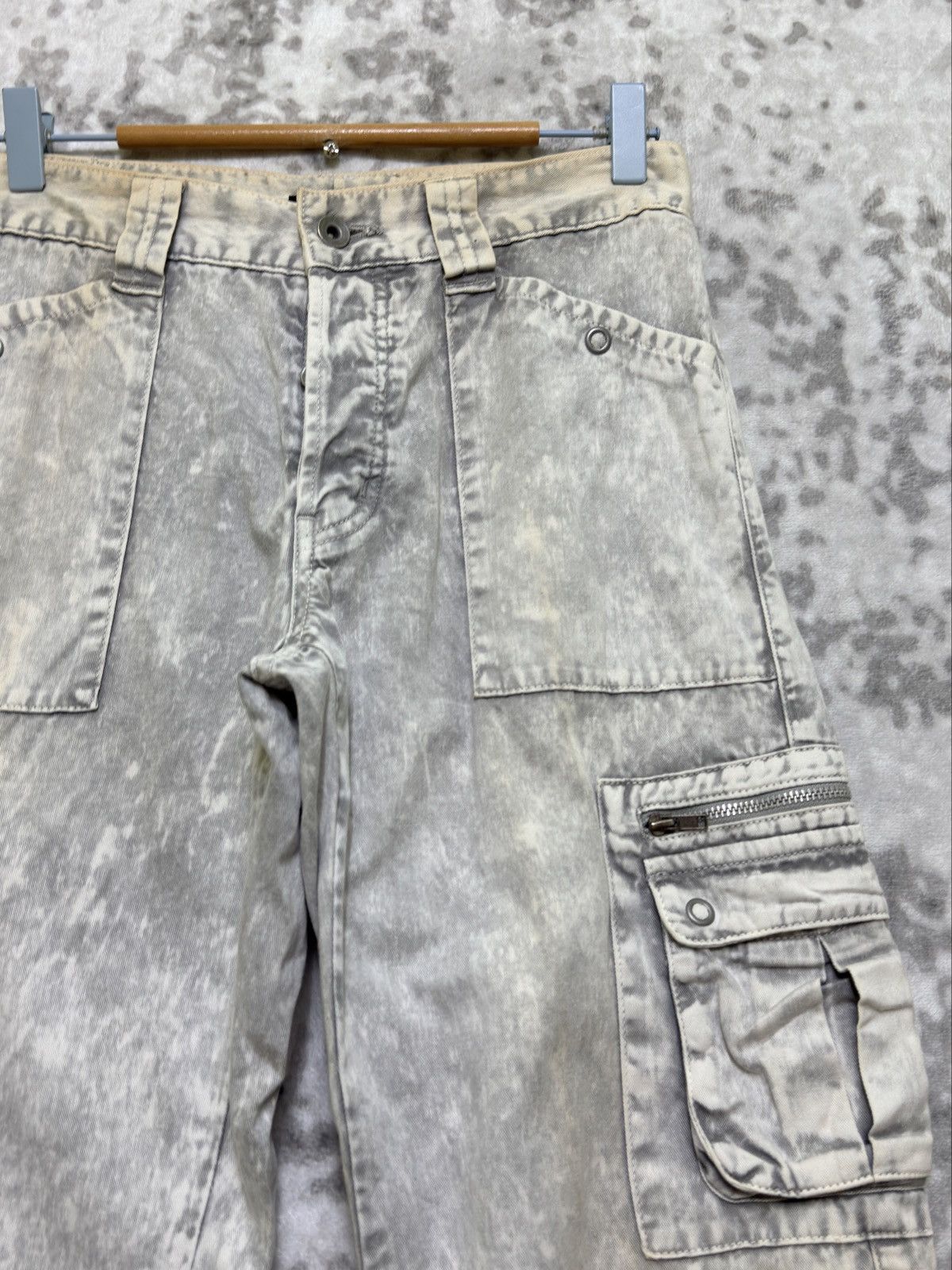 Morgan Homme Y2k Morgan Homme Grey Acid Wash Cargo Sun Faded Denim Size US 28 / EU 44 - 5 Thumbnail