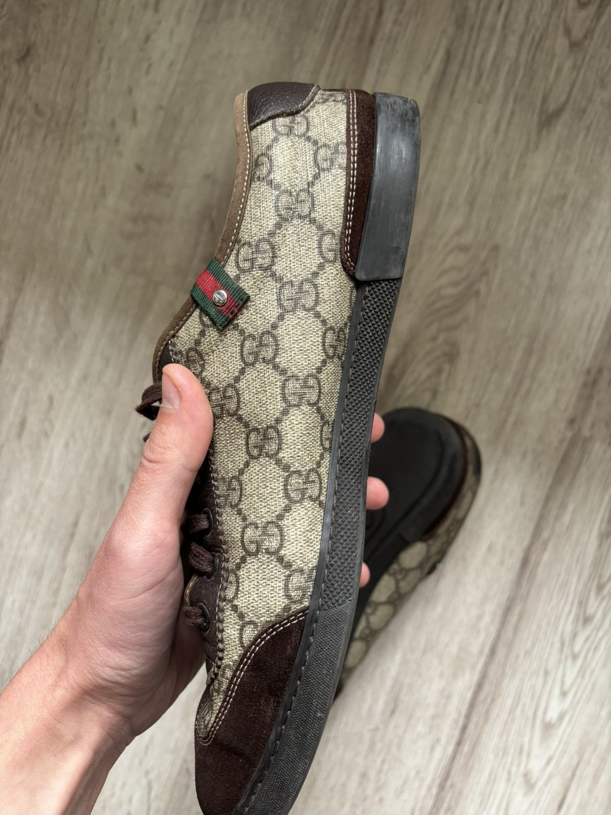Gucci Men's GUCCI GG Supreme Canvas Leather Low Top Sneakers Size US 8 / EU 41 - 22 Thumbnail