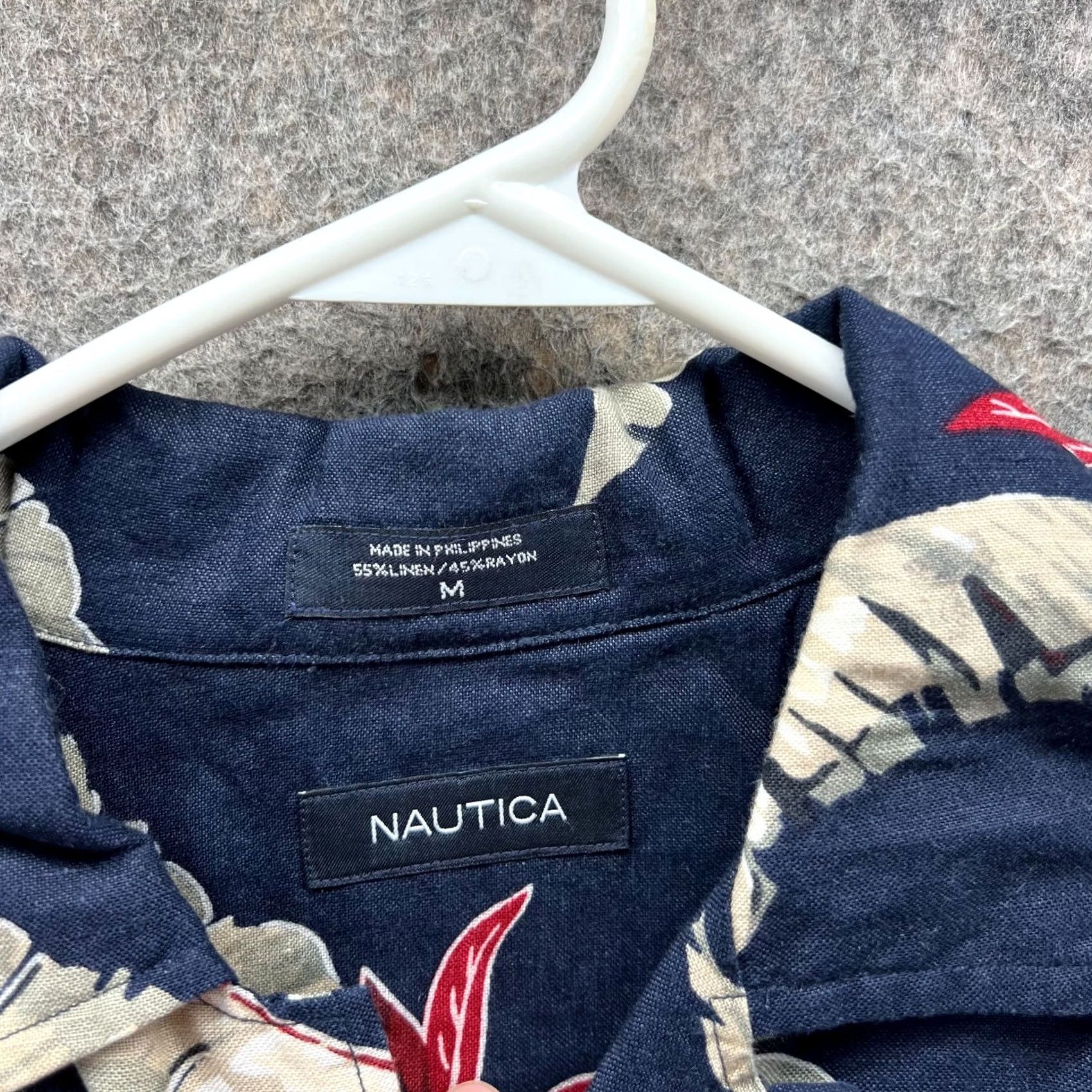 Nautica VINTAGE Nautica Shirt Mens Medium Blue Red Button Down Floral Linen Hawaiian Camp Vtg Size US M / EU 48-50 / 2 - 5 Thumbnail