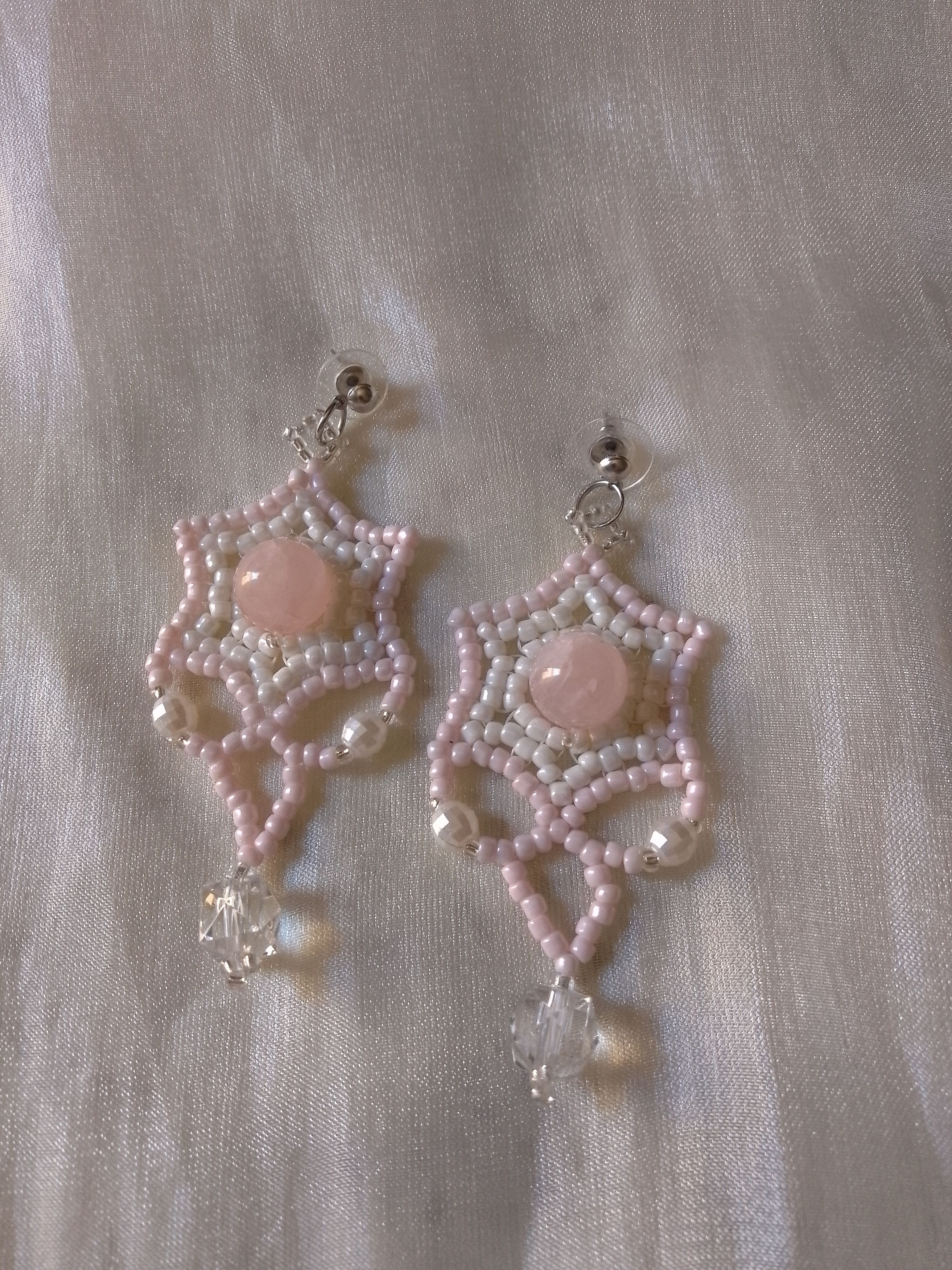 Handmade Long earrings with rise quartz gemstones Elegant Size ONE SIZE - 4 Thumbnail
