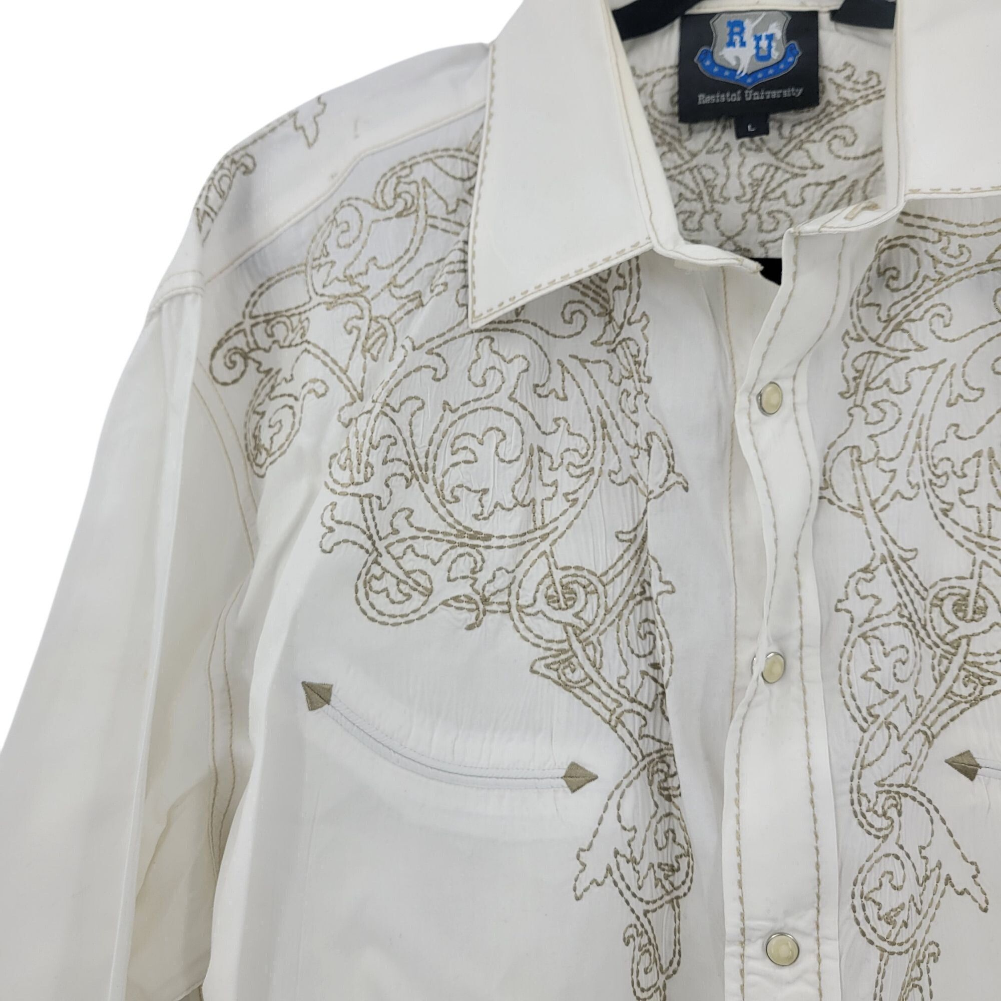 Other Resistol University Fit White Western Embroidered Pearl Snap Size US L / EU 52-54 / 3 - 6 Thumbnail