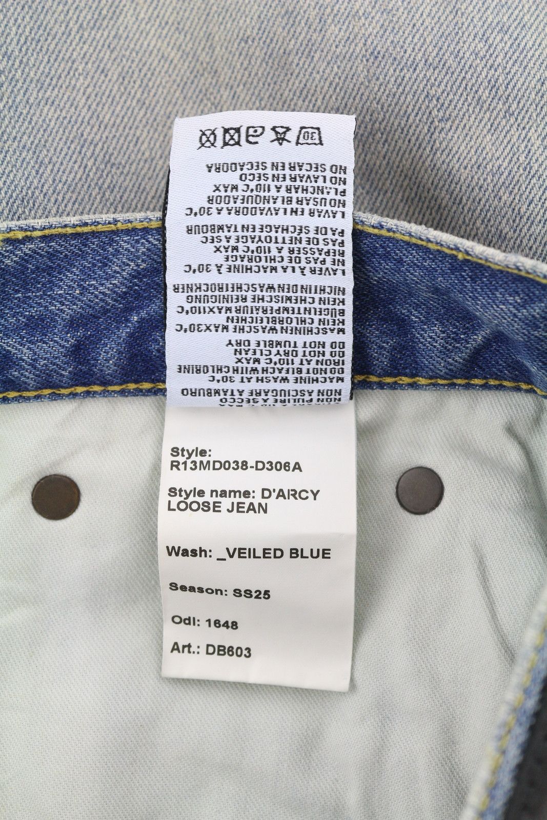 R13 D'ARCY LOOSE 29 Veiled Washed Faded Blue Logo 85446 Size US 29 - 9 Thumbnail