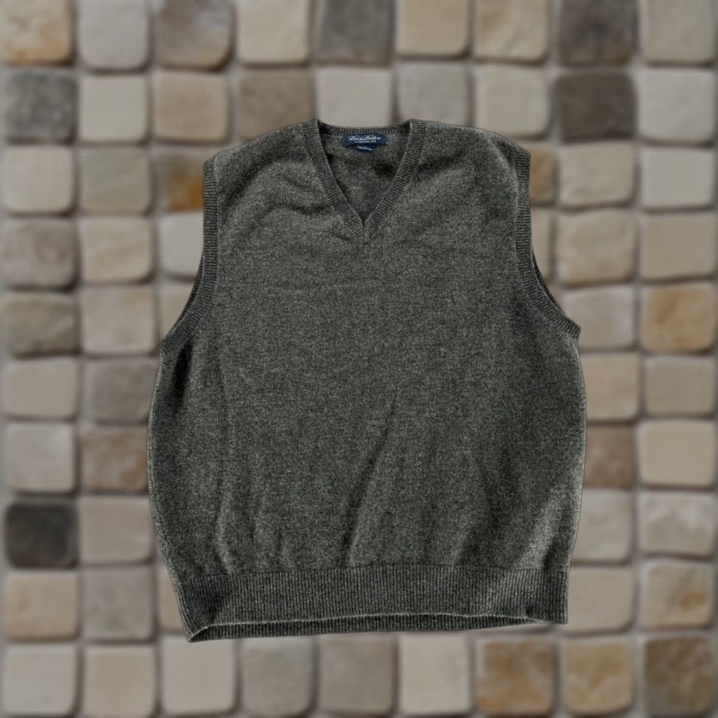 Brooks Brothers Vest Mens Large Gray Wool Knit Pullover