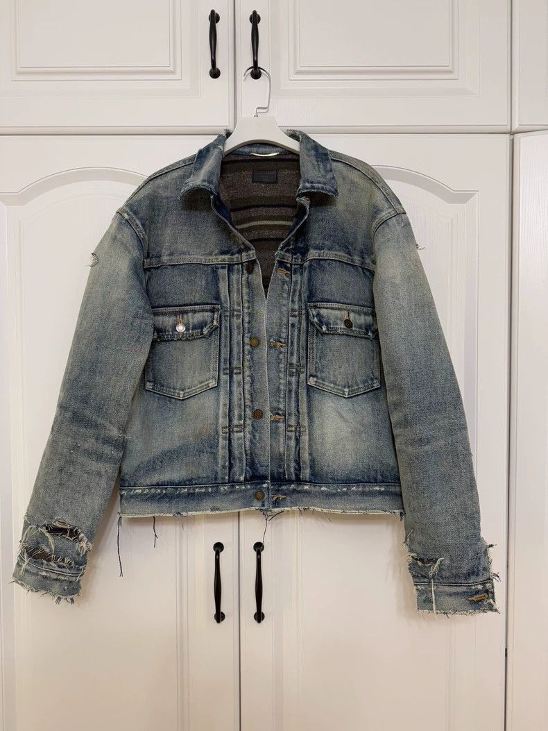 Saint Laurent Paris Saint laurent paris Do the old damage to the denim jacket 2 Size US XL / EU 56 / 4 - 1 Thumbnail