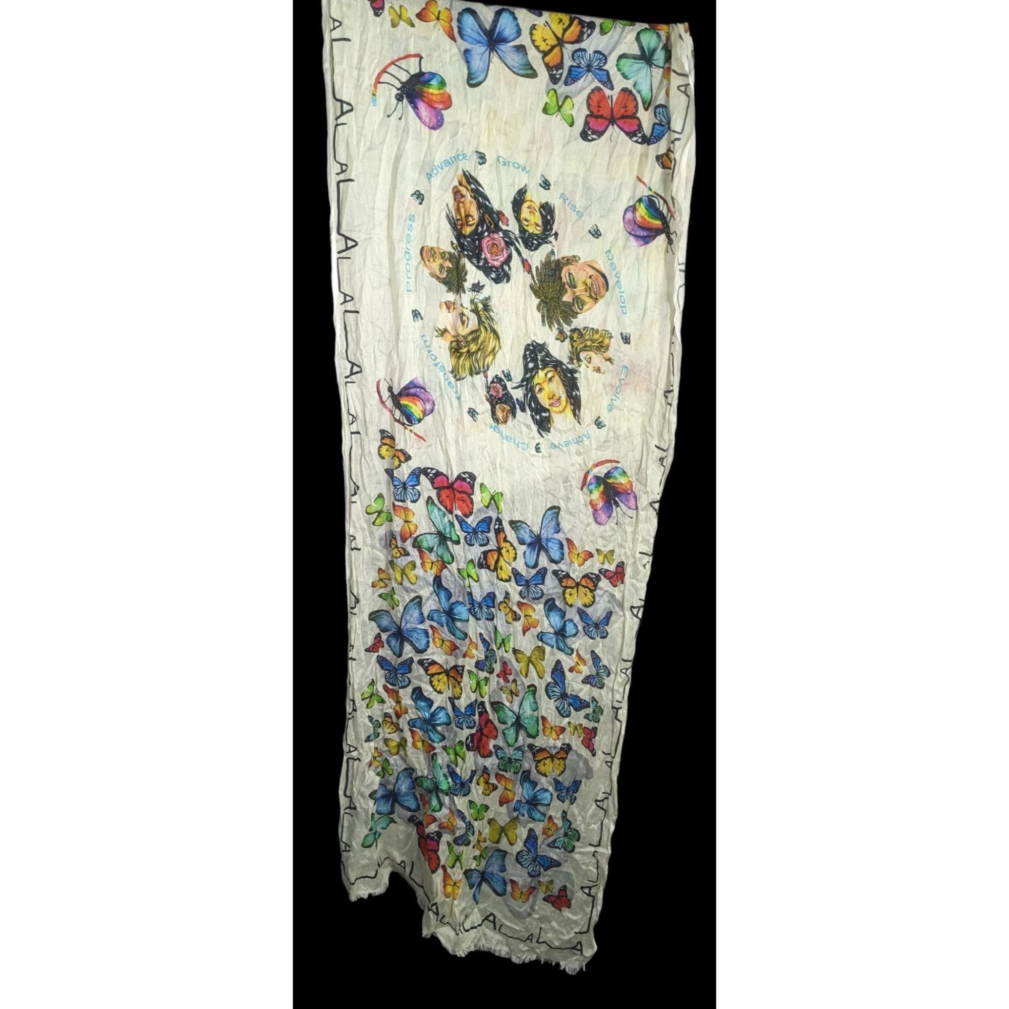 Other Maya Angelou-Inspired Butterfly Print Scarf 72x24 Inches Sil Size ONE SIZE - 1 Thumbnail