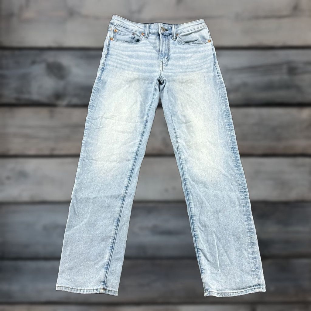 American Eagle Outfitters American Eagle Outfitters Jeans Jeans 29x30 Blue Straight Athletic Light Wash Distressed 5-Pocket Mens Boys? Size US 29 - 1 Thumbnail