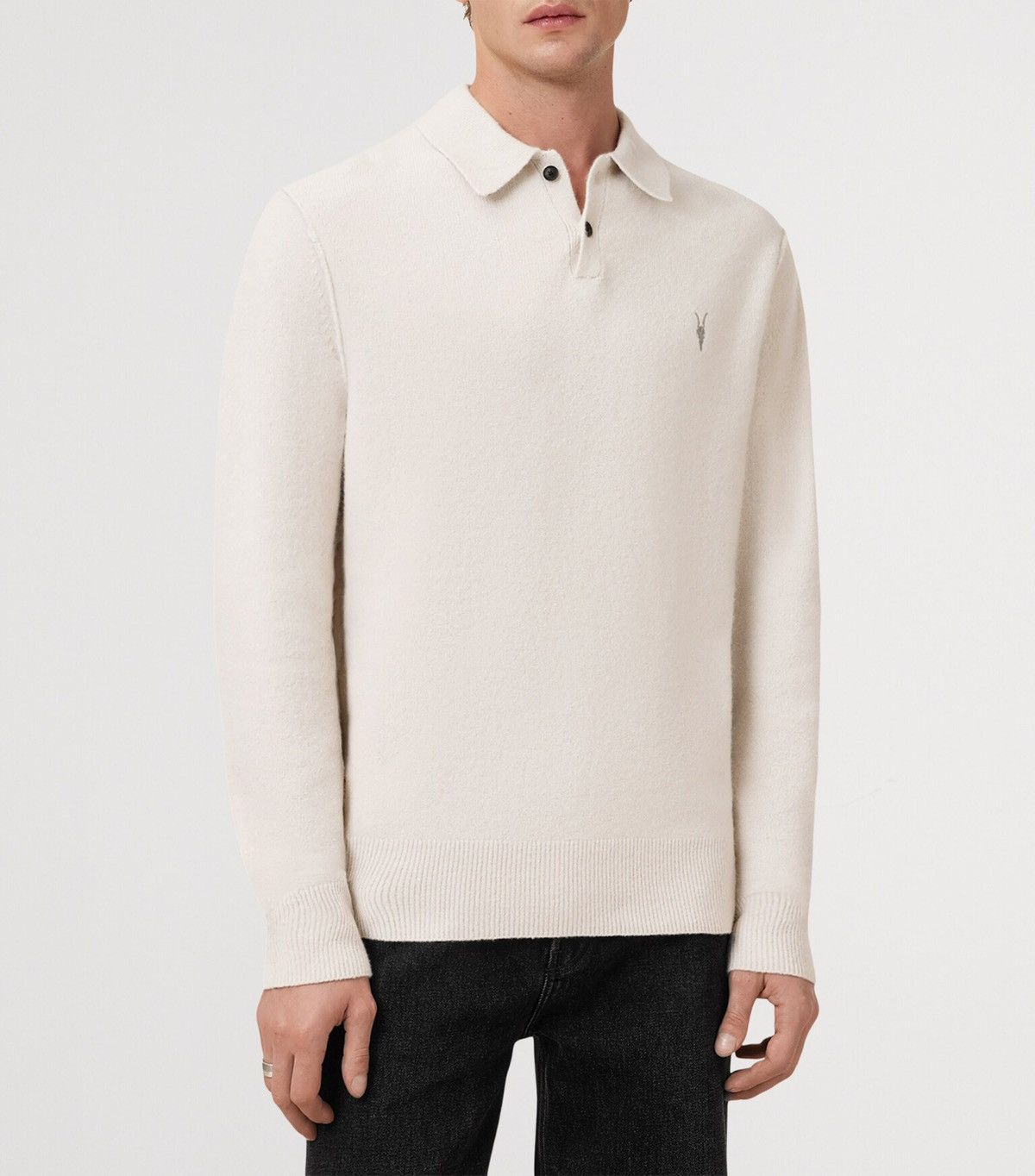Allsaints ALLSAINTS Ramskull Statten Wool Blend Polo Sweater Size US S / EU 44-46 / 1 - 2 Thumbnail