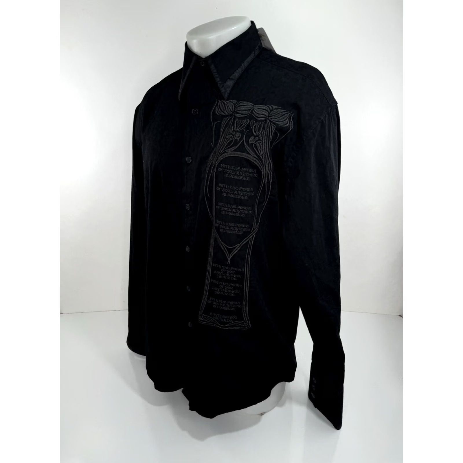Vintage JIMI HENDRIX Shirt Mens XL Black Embroidered POWER OF SOUL Lyrics NEW w TAG Size US XL / EU 56 / 4 - 2 Thumbnail
