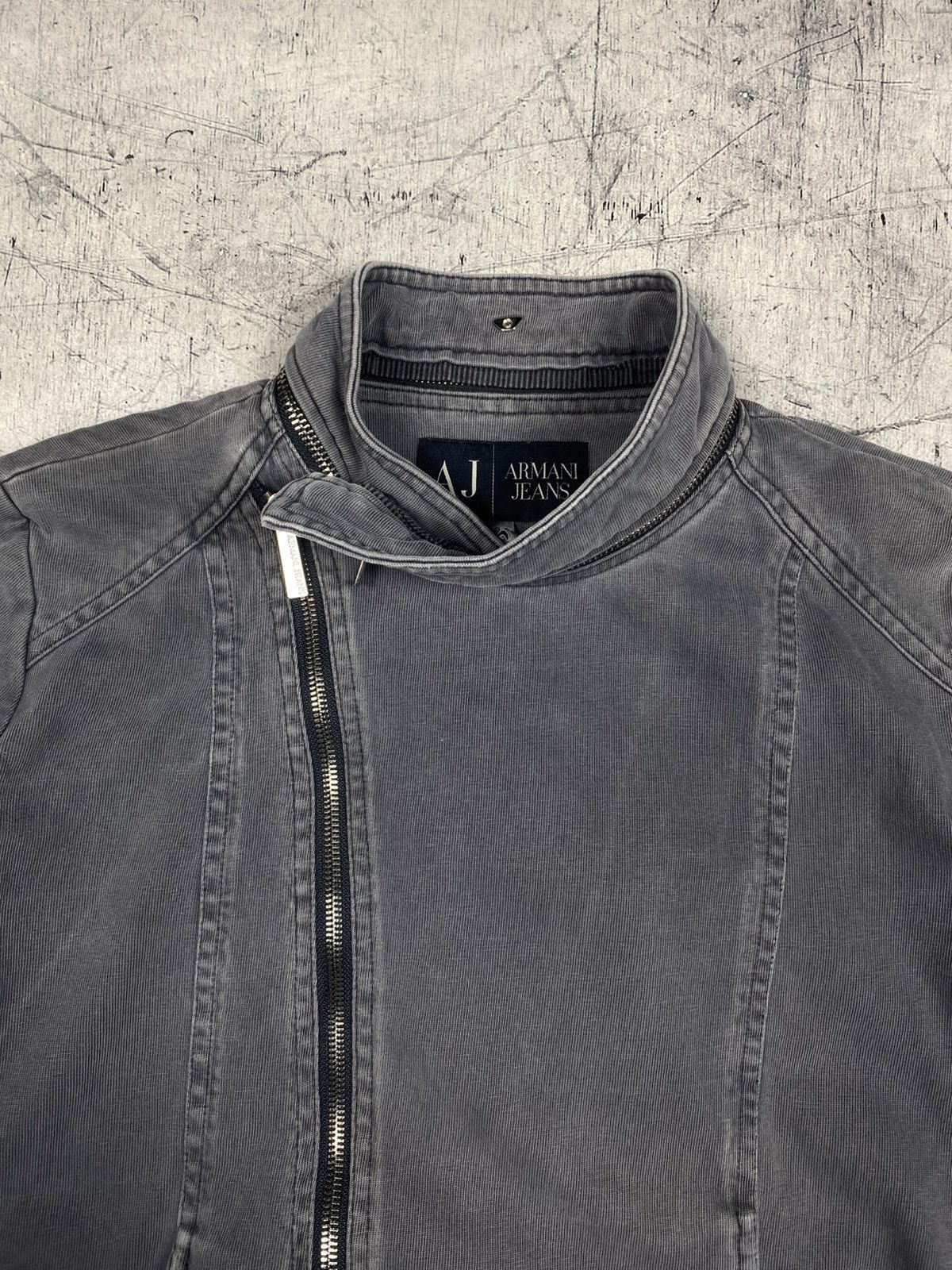 Armani Armani Jeans Grey Asymmetrical Biker Motorcycle Jacket Y2K Size XL / US 12-14 / IT 48-50 - 5 Thumbnail