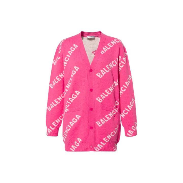 Balenciaga Balenciaga Pink Wool Knit Cardigan for Women 0079-2507 Size S / US 4 / IT 40 - 1 Thumbnail