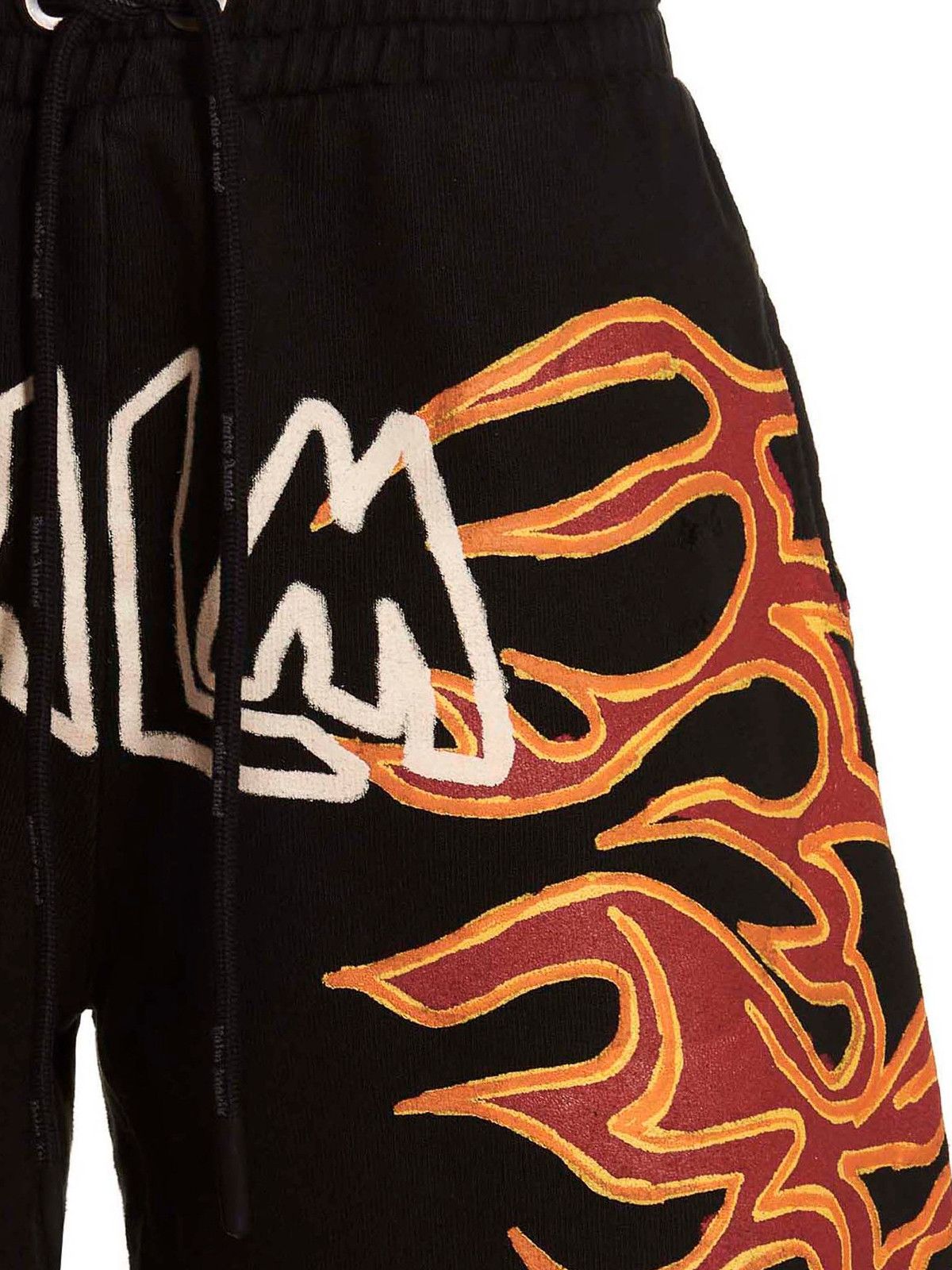Palm Angels o1gr1nt0425 Gd Graffiti Flames Sweatshorts in Black Size US 32 / EU 48 - 4 Thumbnail
