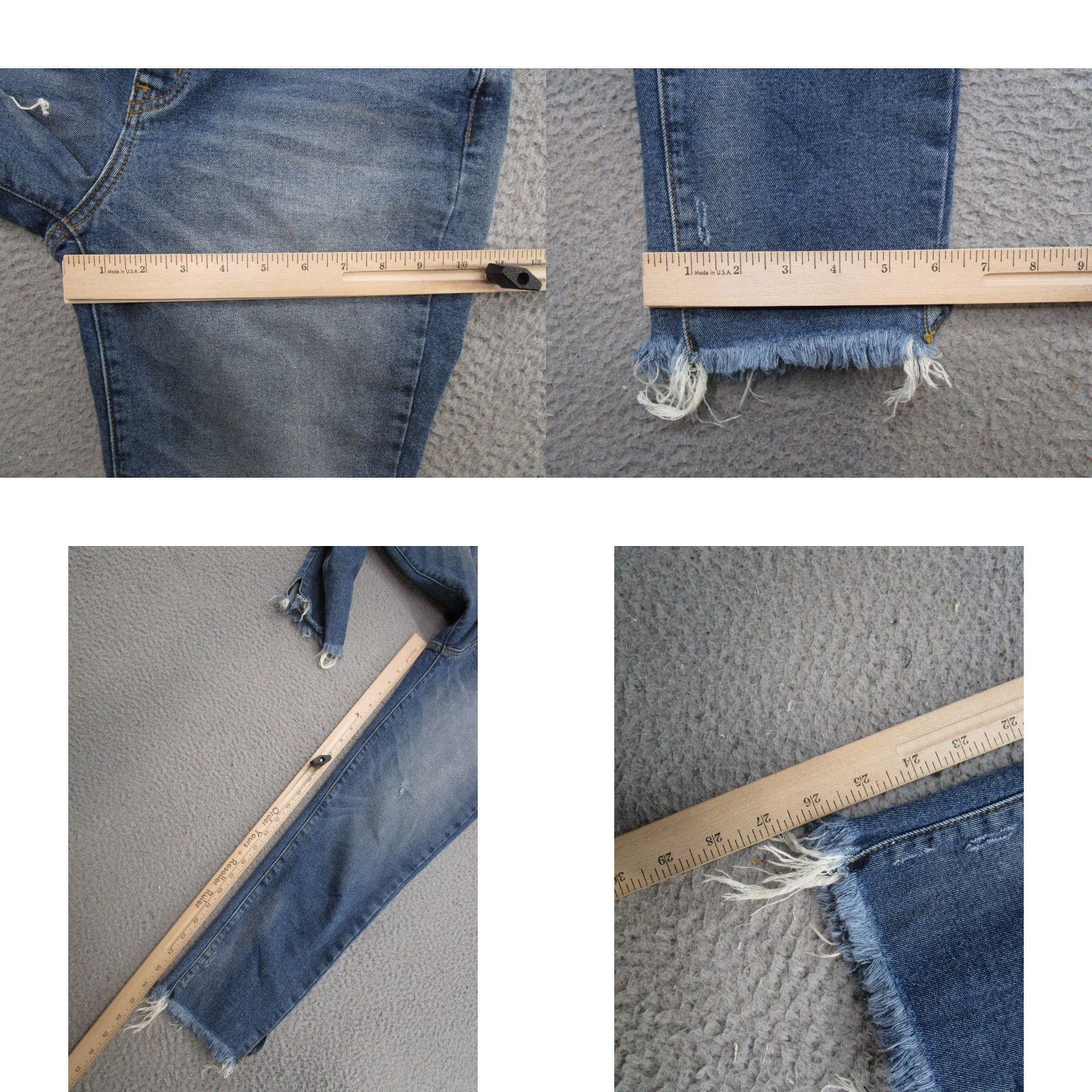 Vintage Kancan Distressed Denim High Rise Raw Cut Off Hem Ankle Jeans 27 Blue Womens Jeans Size 27 Distressed Denim Ankle KanCan Size 27" / US 4 / IT 40 - 8 Thumbnail