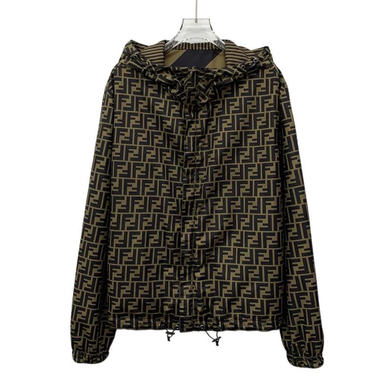 Fendi FENDI Brown Logo Letter Printed Double-Sided Hooded Long S Size US S / EU 44-46 / 1 - 1 Thumbnail