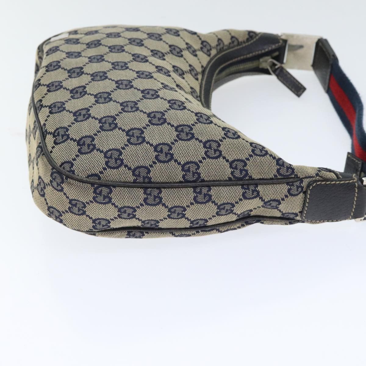 Gucci GUCCI GG Canvas Sherry Line Hand Bag Navy Silver Red Size ONE SIZE - 4 Thumbnail