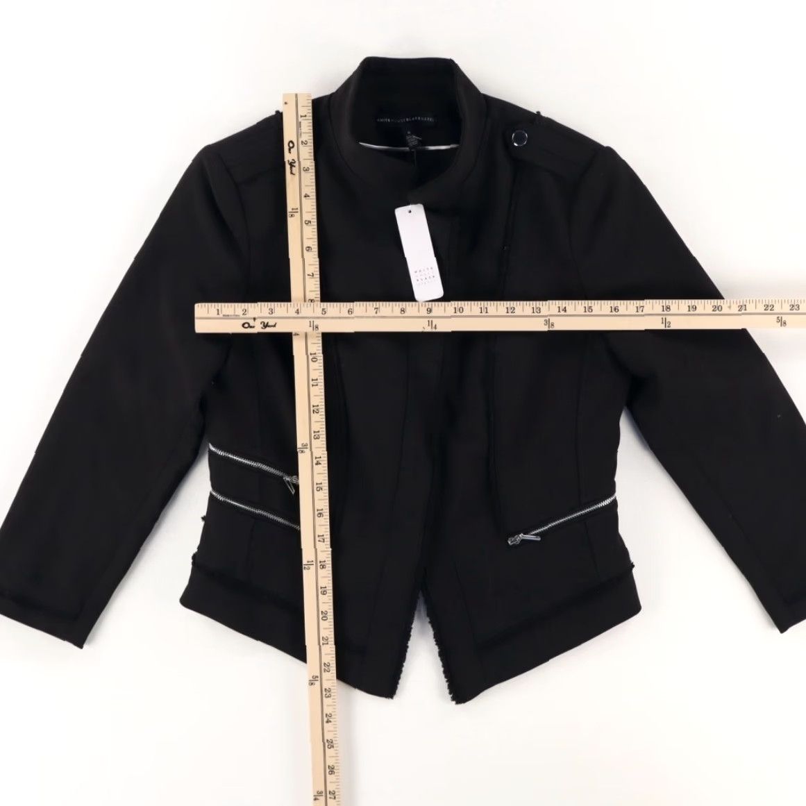 White House Black Market White House Black Market Asym. Biker Moto Jacket Black Womens 6 Shirt Jacket Long Sleeve Ladies 6 Black Size M / US 6-8 / IT 42-44 - 3 Thumbnail