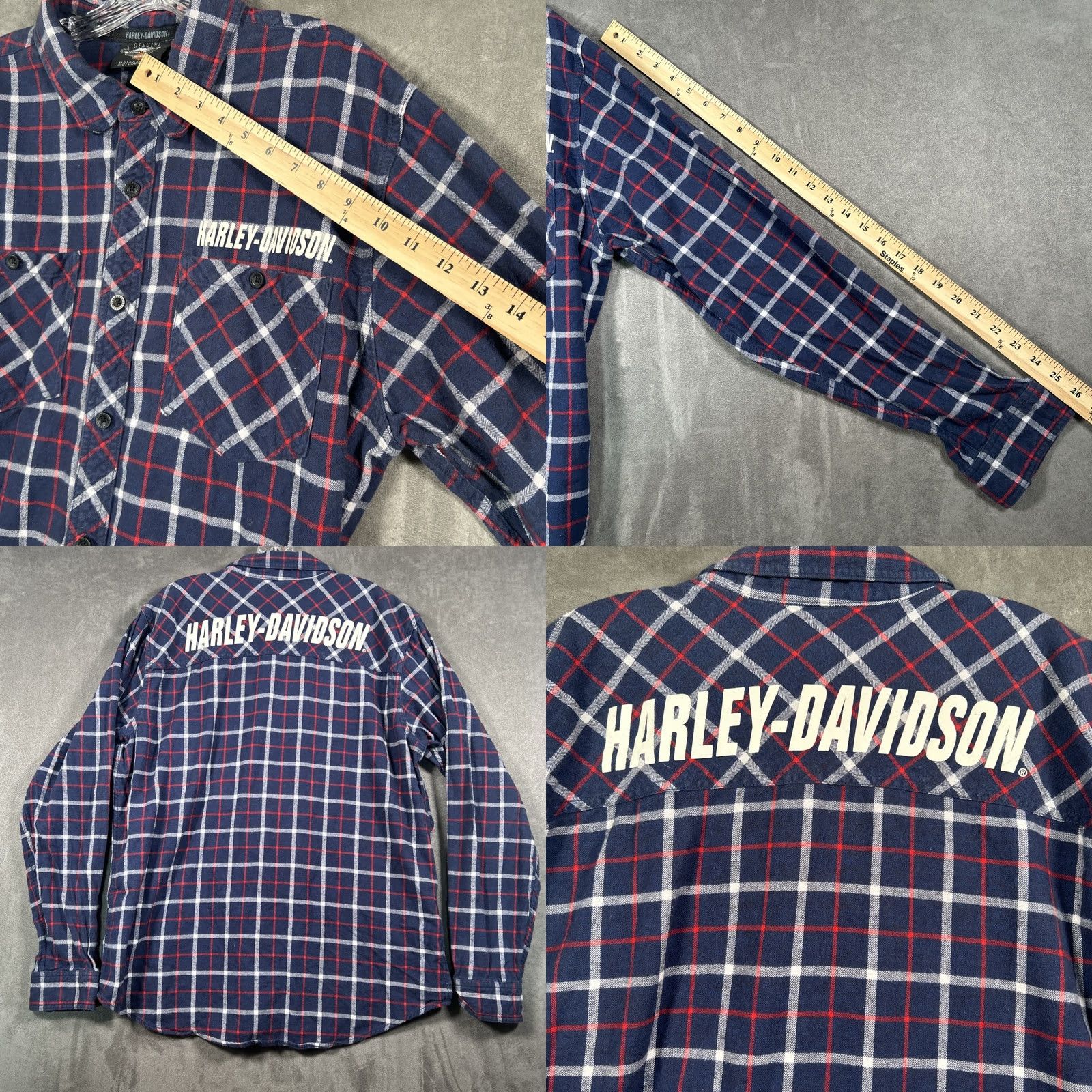 Harley Davidson Harley Davidson Shirt Mens XL Blue Plaid Button Down Flannel Long Sleeve Biker Size US XL / EU 56 / 4 - 8 Thumbnail