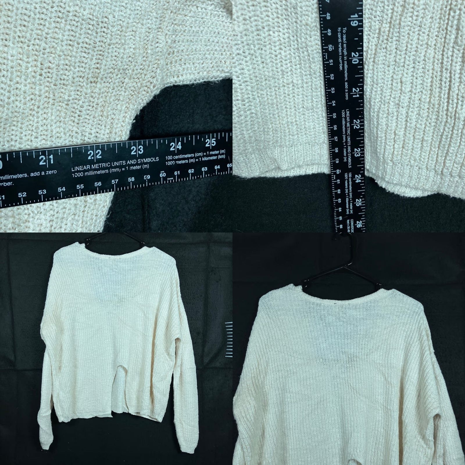 Express Express Women's Sweater Cream V Neck Criss Cross Slit Back Knit Cotton Blend M Knit Style Pullover Casual Workwear) Size M / US 6-8 / IT 42-44 - 8 Thumbnail