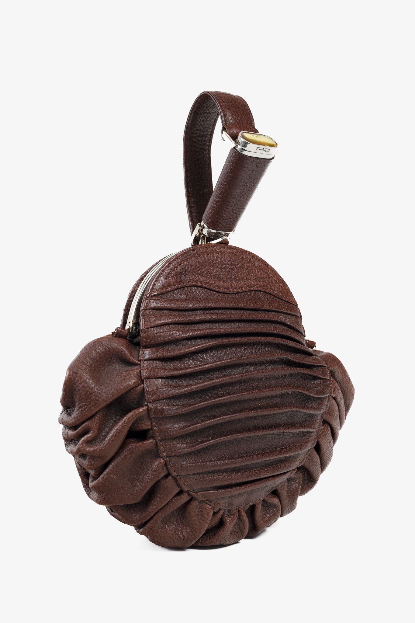Fendi Fendi Spy SS2005 Runway Brown Leather Pleated Clutch Size ONE SIZE - 2 Thumbnail