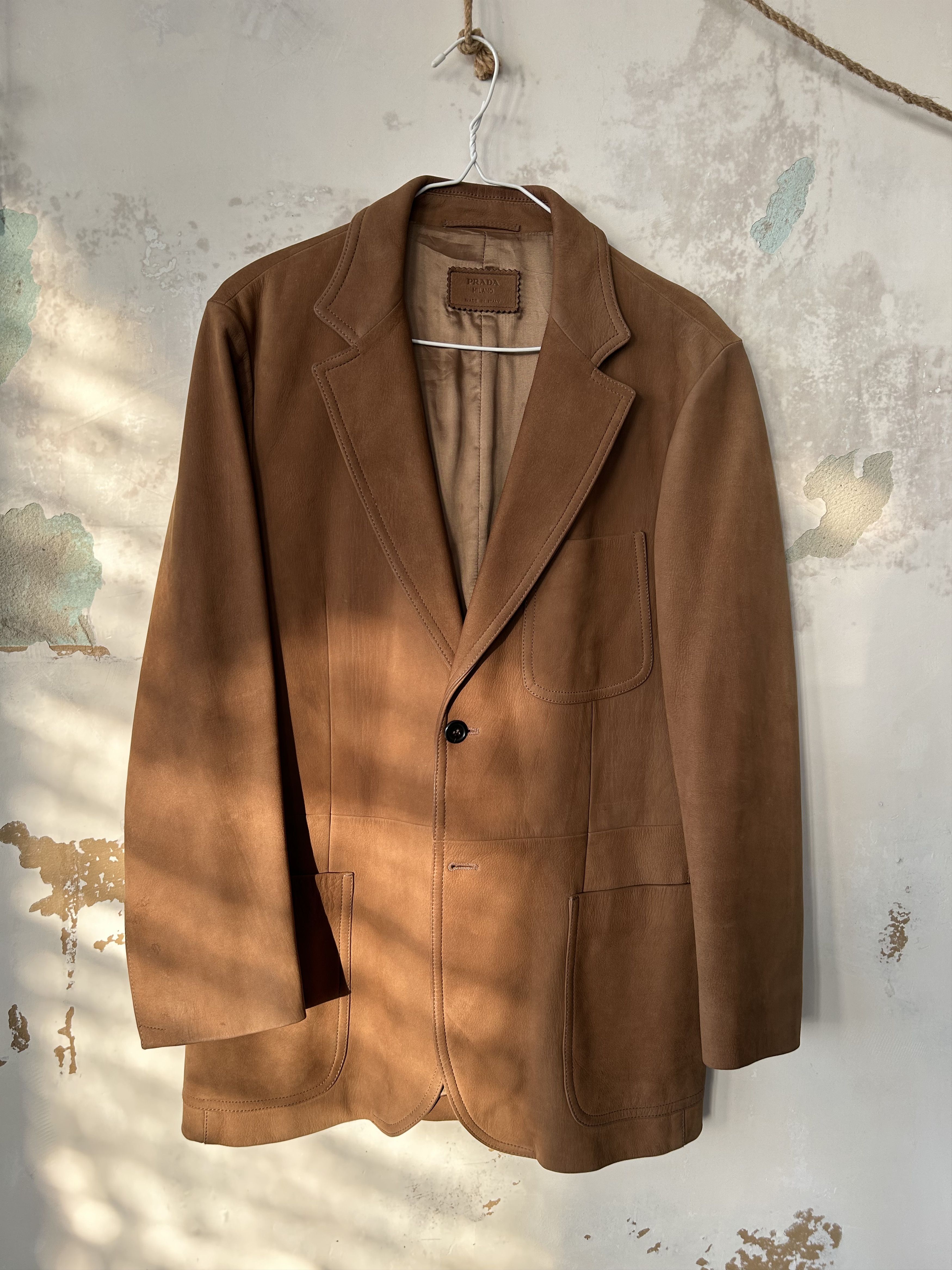 Prada Men's PRADA Brown Leather Jacket Made in Italy EU52 US42 Size US L / EU 52-54 / 3 - 1 Thumbnail