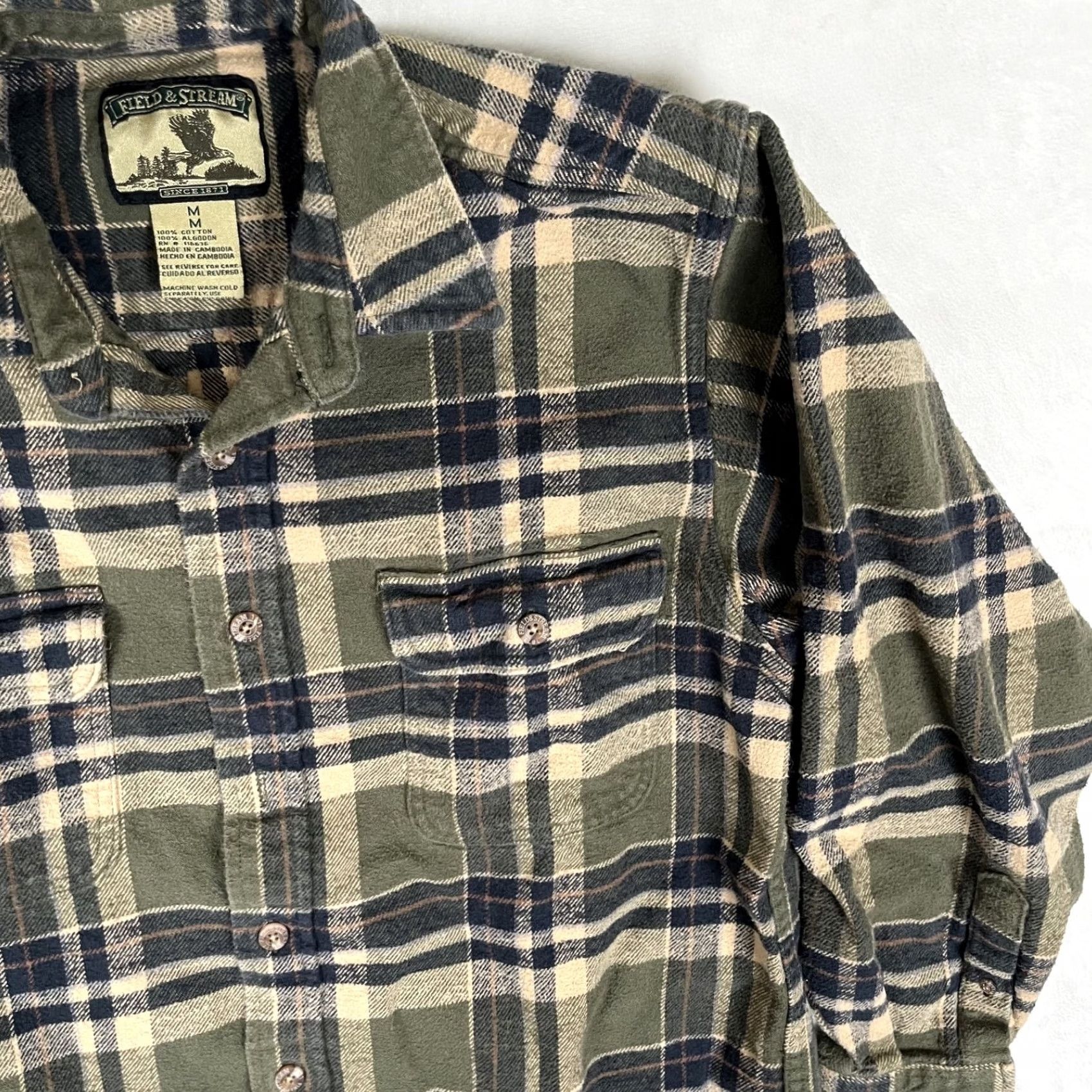 Vintage Field & Stream Shirt Mens Medium Green Plaid Flannel Lined Long Sleeve Button Up Size US M / EU 48-50 / 2 - 2 Thumbnail