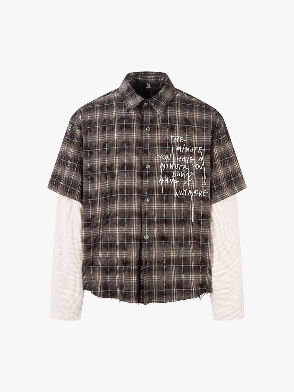 Flannel Street Faux Two-piece Damaged Plaid Long-sleeved Shirt Size US M / EU 48-50 / 2 - 1 Thumbnail