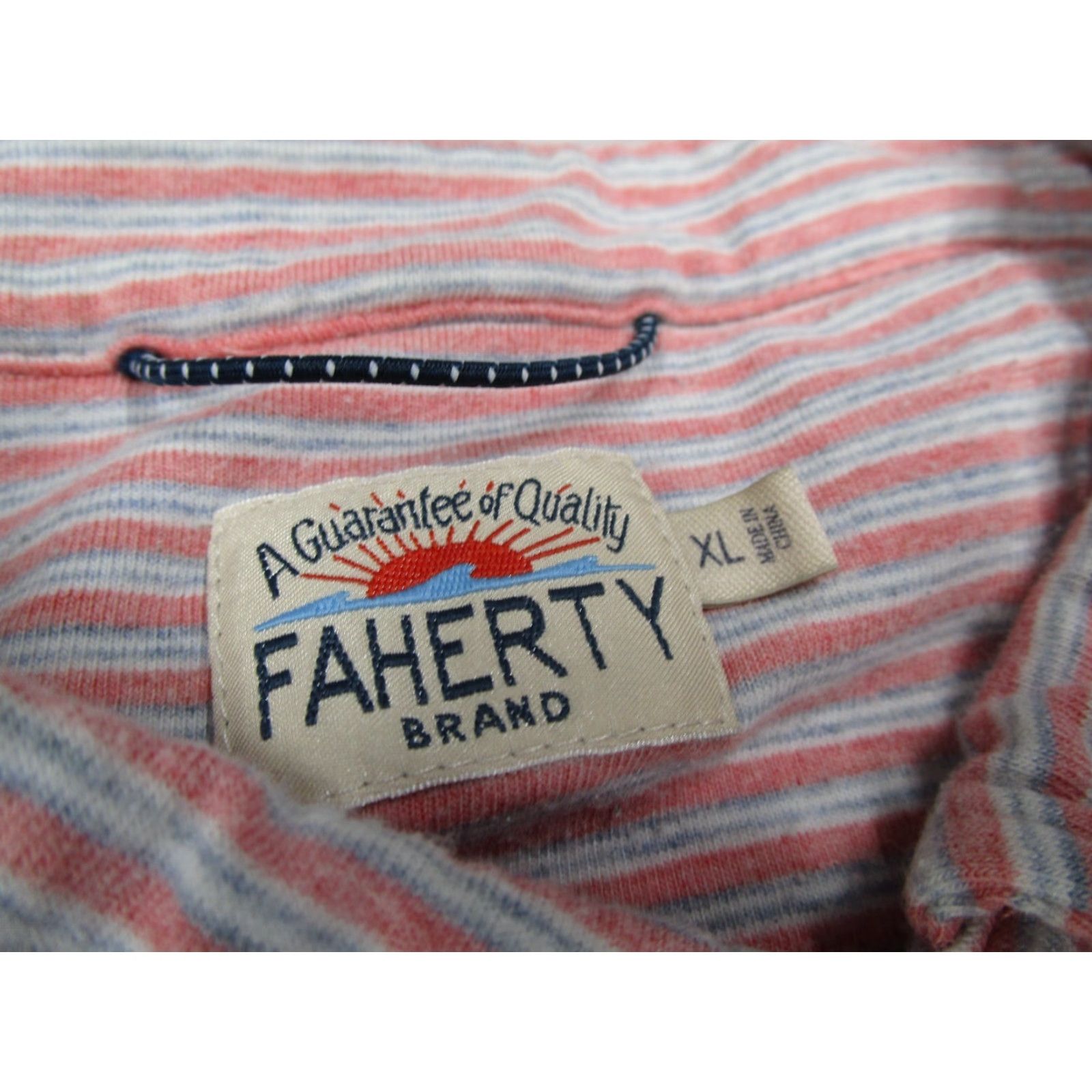 Faherty Faherty Polo Shirt Mens XL Pink Striped Short Sleeve Pima Cotton Blend Casual Sports Size US XL / EU 56 / 4 - 3 Thumbnail