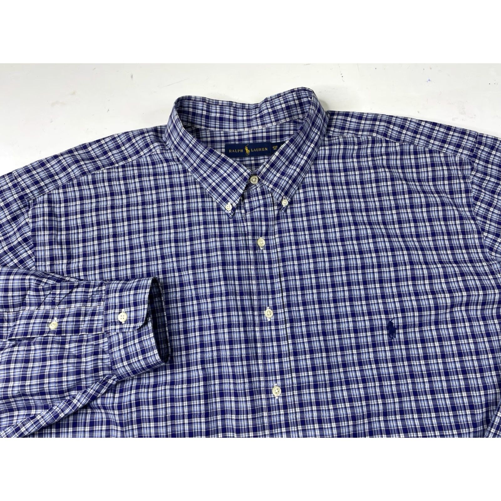 Polo Ralph Lauren Polo Ralph Lauren Shirt Mens 4XB Blue Plaid Long Sleeve Button Down Size US XXL / EU 58 / 5 - 2 Thumbnail