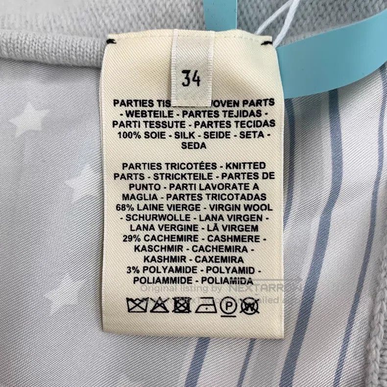 Hermes Hermes Misty Blue Silk Print and Wool V-neck Single-breast Size XXS / US 00 / IT 34 - 7 Thumbnail
